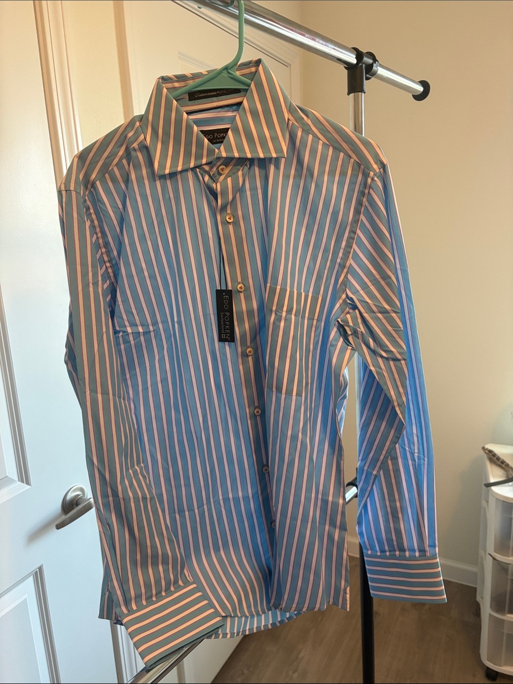 Men's Blue and Pink Stripe Dress Shirt